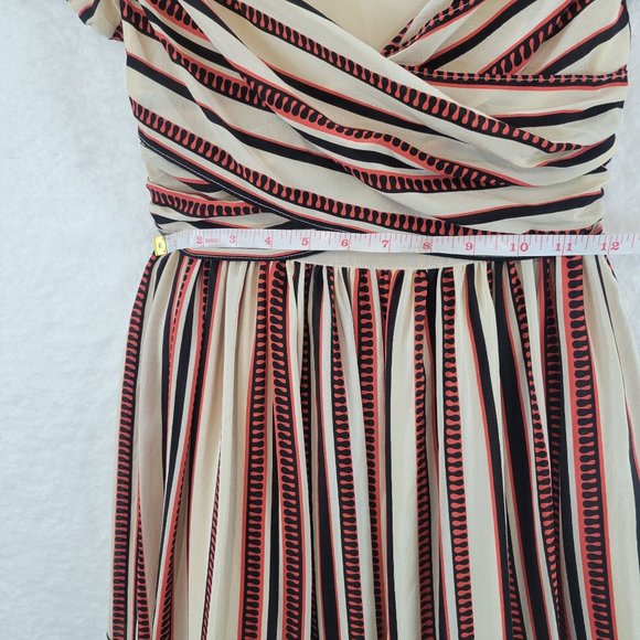 Anna Sui For Gossip Girl 100% Silk Striped Pleated Summer Dress Women's Size  1 - Picture 11 of 13
